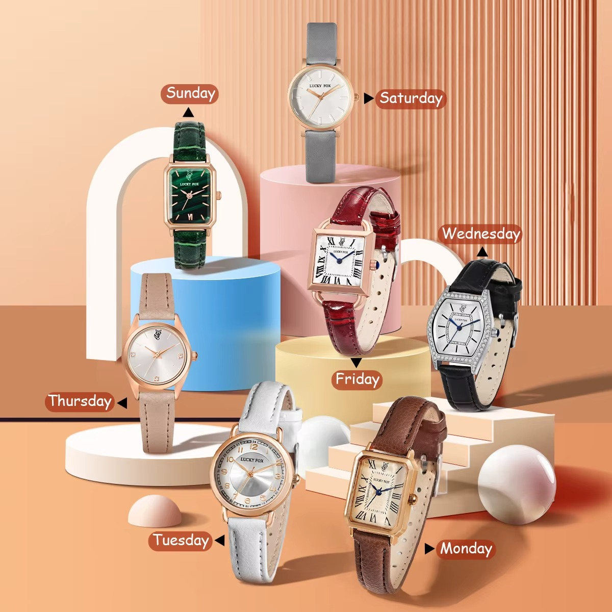 ⌚ 1 Coffret 7 Montres – 1 Style Différent Chaque Jour